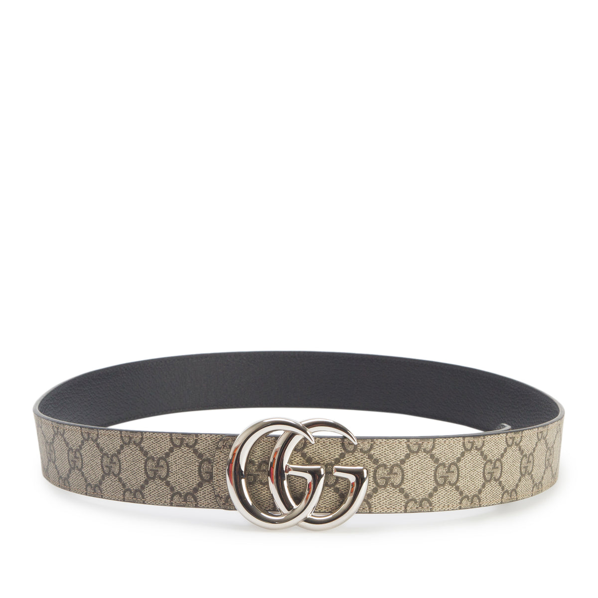 Gucci GG Supreme Canvas Black Calfskin Leather GG Marmont Reversible Belt 95 38 w/ Box