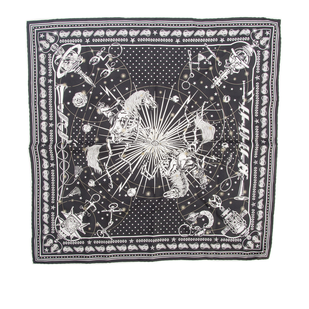 Hermes Black/White 'Chorus Stellarum' Bandana Scarf 55