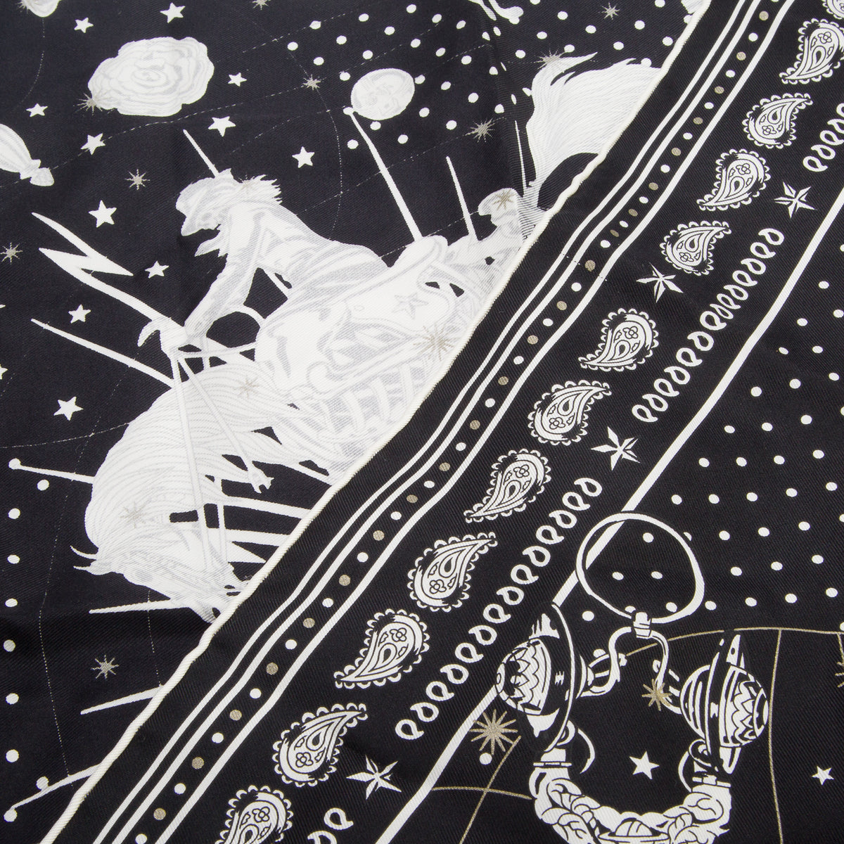 Hermes Black/White 'Chorus Stellarum' Bandana Scarf 55
