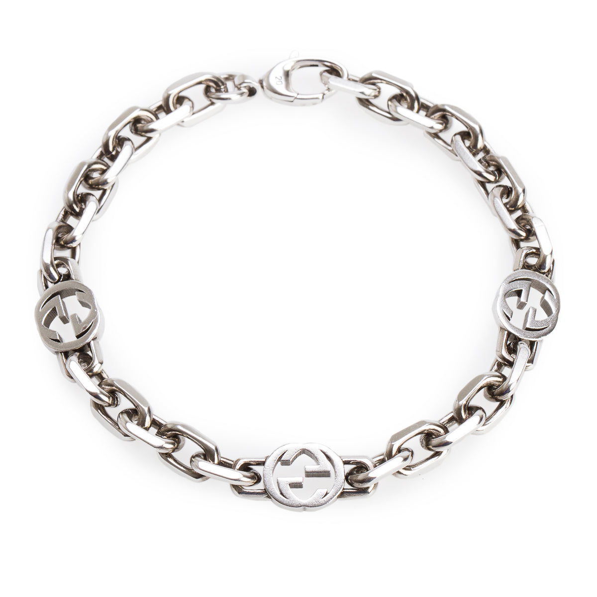 Gucci Sterling Silver Interlocking G Chain Bracelet w/ Box