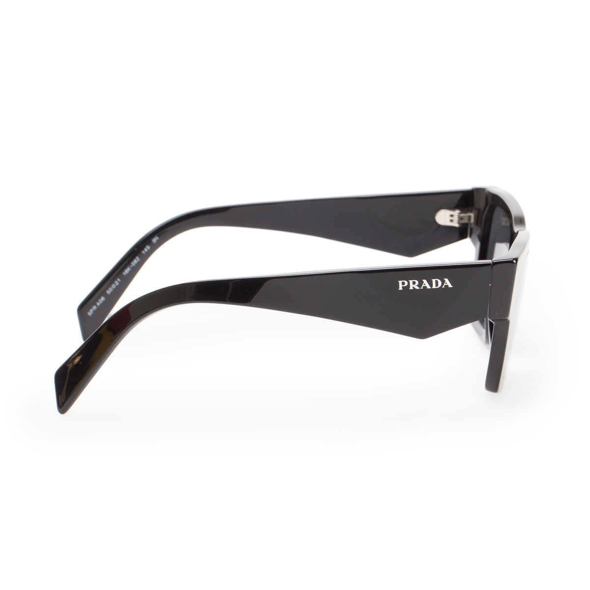 Prada SPRA06 Black Acetate Logo Square Sunglasses w/ Box & Case