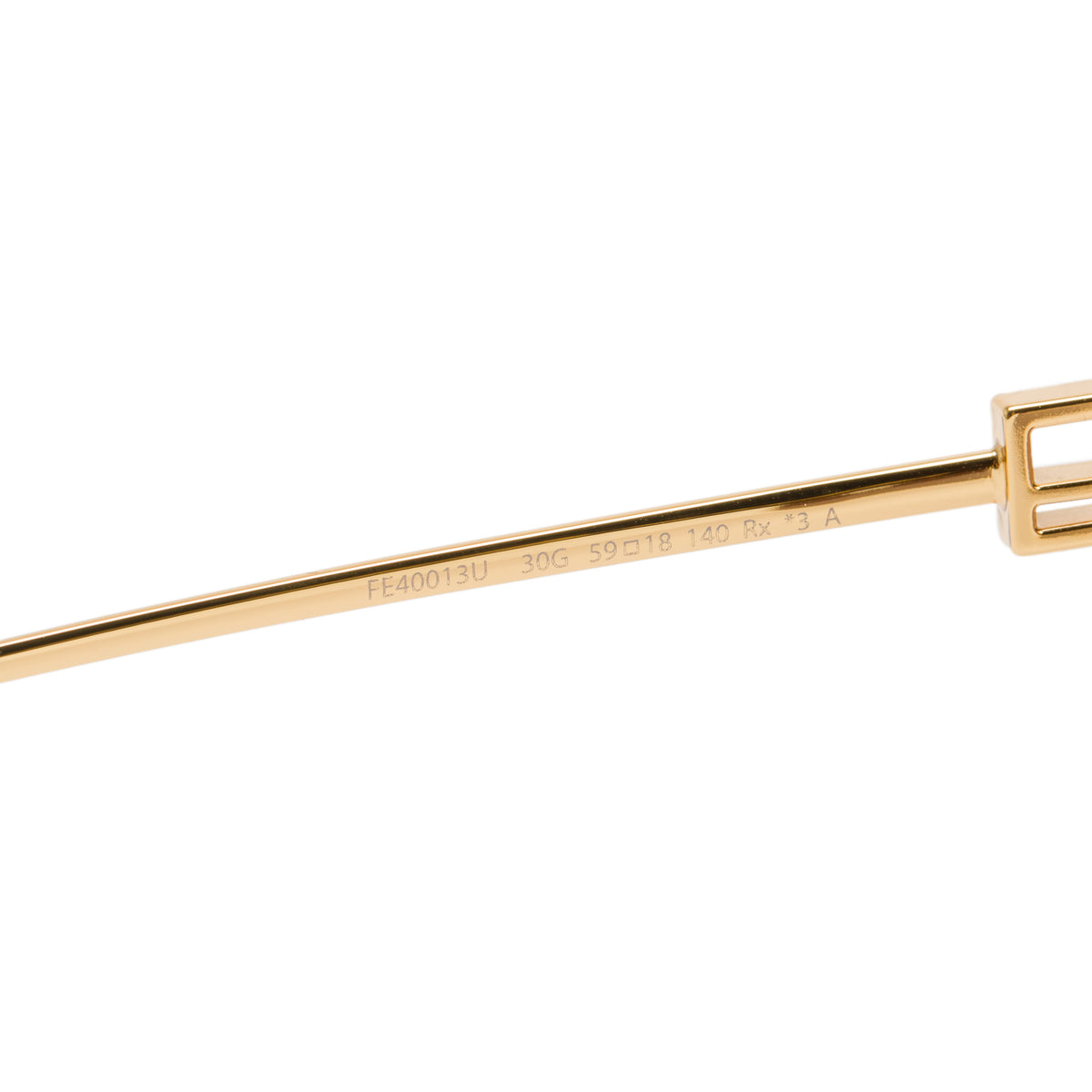 Fendi FE40013U Gold-Tone Metal Baguette Gradient Sunglasses w/ Box, Case & Authenticity Card