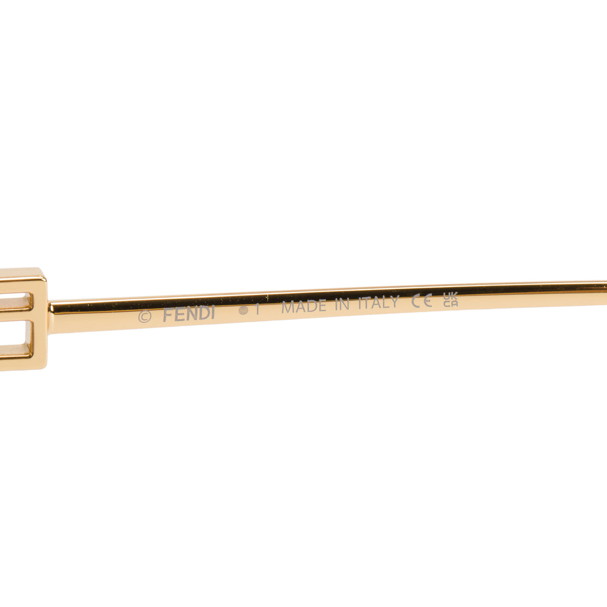 Fendi FE40013U Gold-Tone Metal Baguette Gradient Sunglasses w/ Box, Case & Authenticity Card
