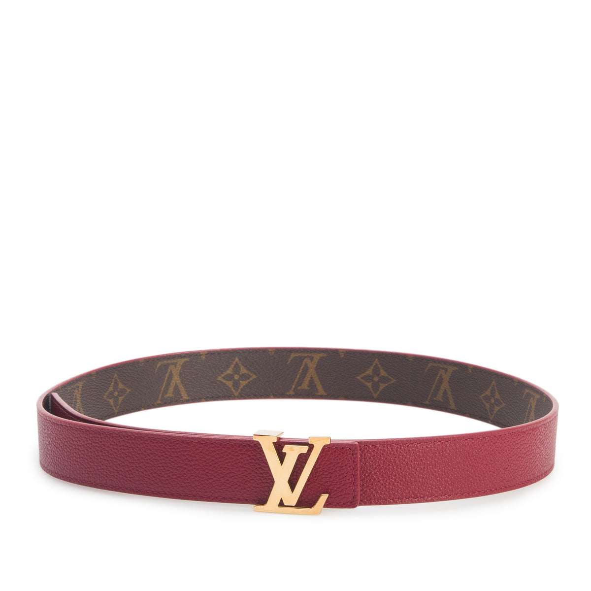 Louis Vuitton Red Leather Monogram 30mm LV Initials Reversible Belt 85 34 w/ Box