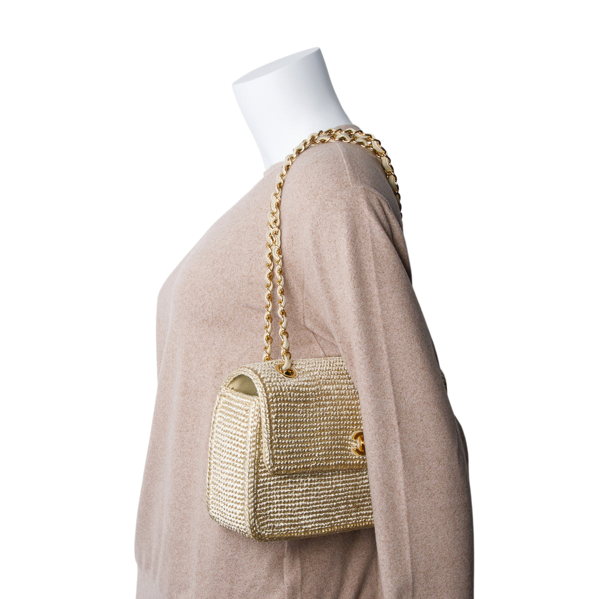 Chanel 2026 Raffia Gold Small Coco Beach Flap Bag w/ Box