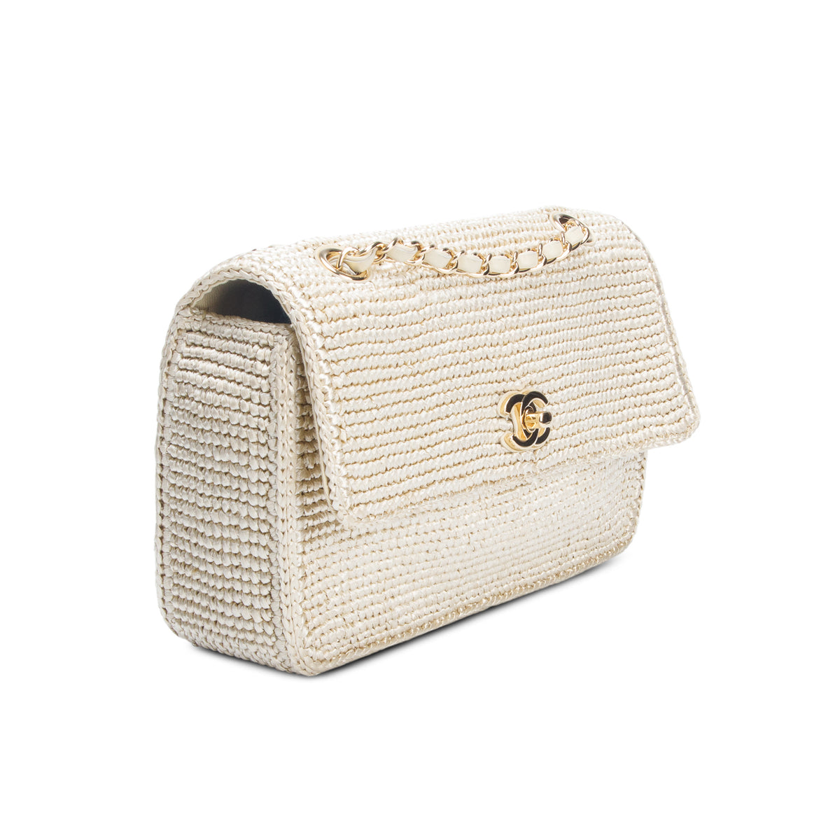 Chanel 2026 Raffia Gold Small Coco Beach Flap Bag w/ Box