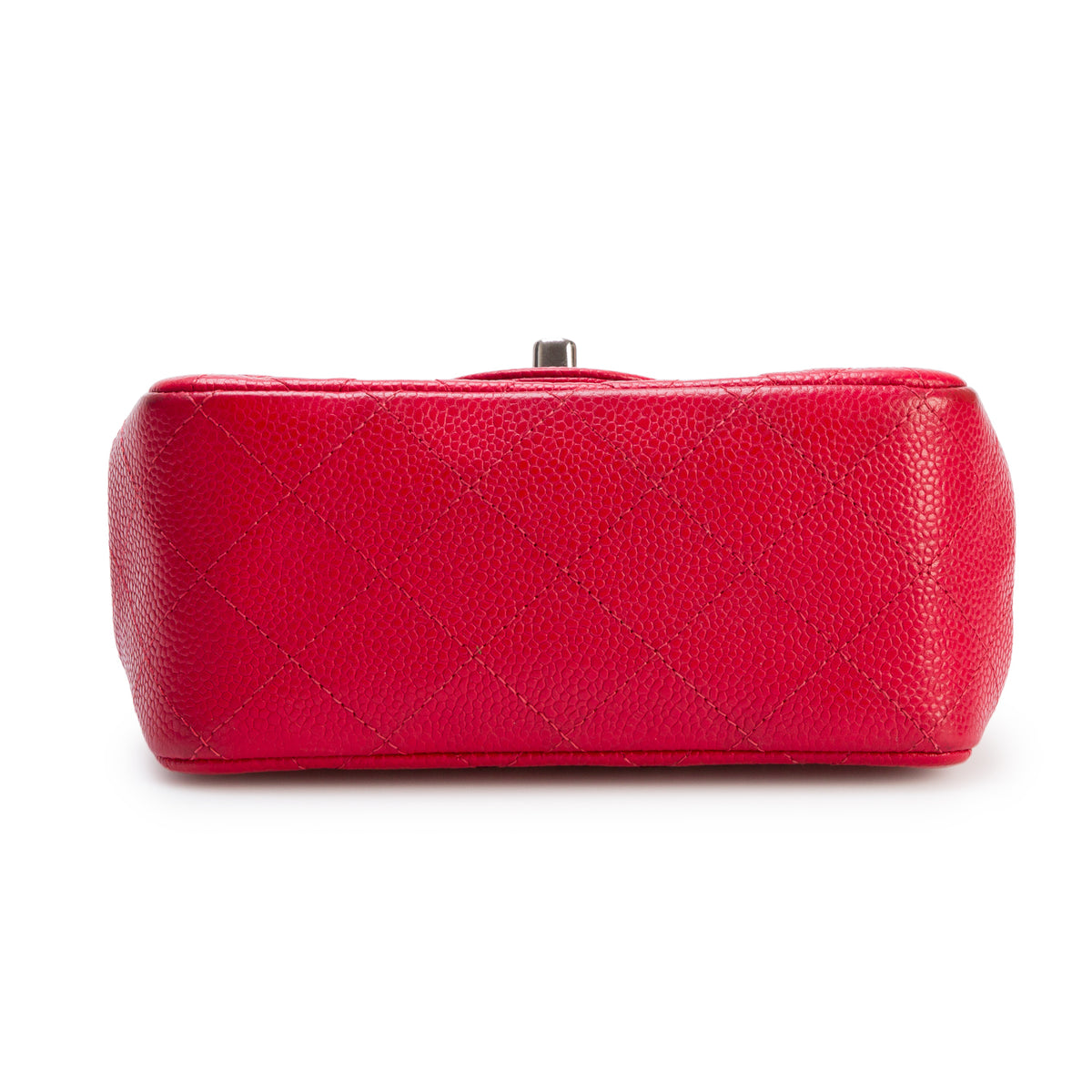 Chanel Red Quilted Caviar Leather Classic Square Mini Flap Bag w/ Box & Authenticity Card