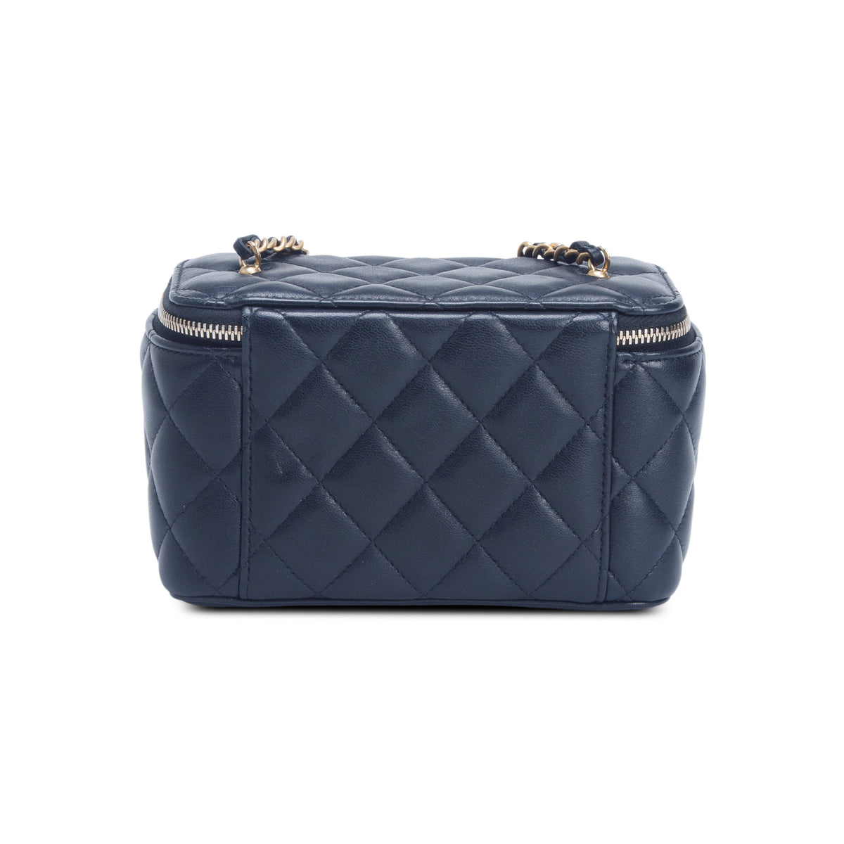 Chanel Black Lambskin Quilted Enamel Small Vanity Case w/ Box