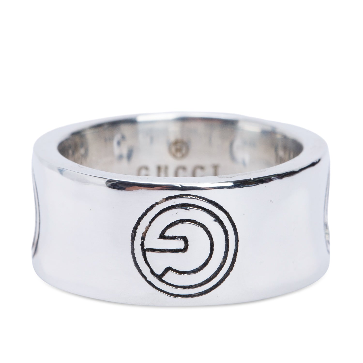 Gucci Sterling Silver G Cut Out Band Ring, Size 7