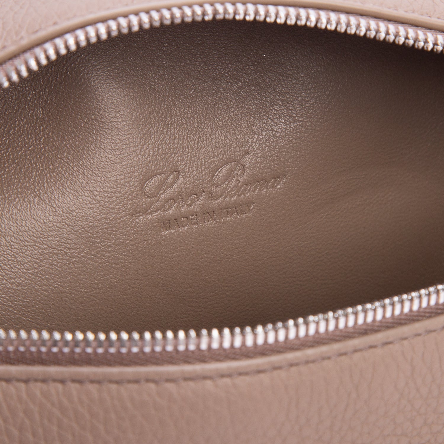 Loro Piana 2025 Taupe Grained Calfskin Leather Extra Pocket L19 Pouch w/ Box, Strap & Receipt