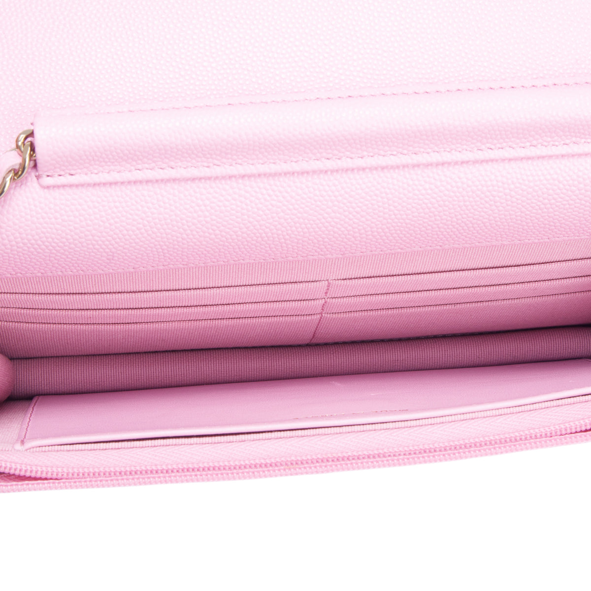 Chanel 2023 Pink Caviar Quilted Classic Wallet on Chain w/ Box