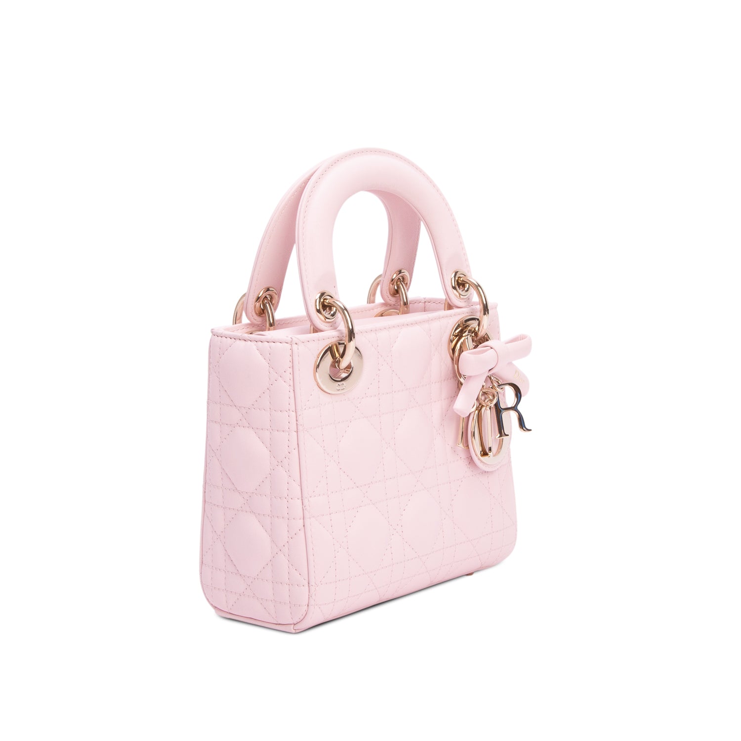 Christian Dior 2026 Pink Lambskin Cannage Mini Lady Dior Bag w/ Box, Receipt, Authenticity Card & Strap
