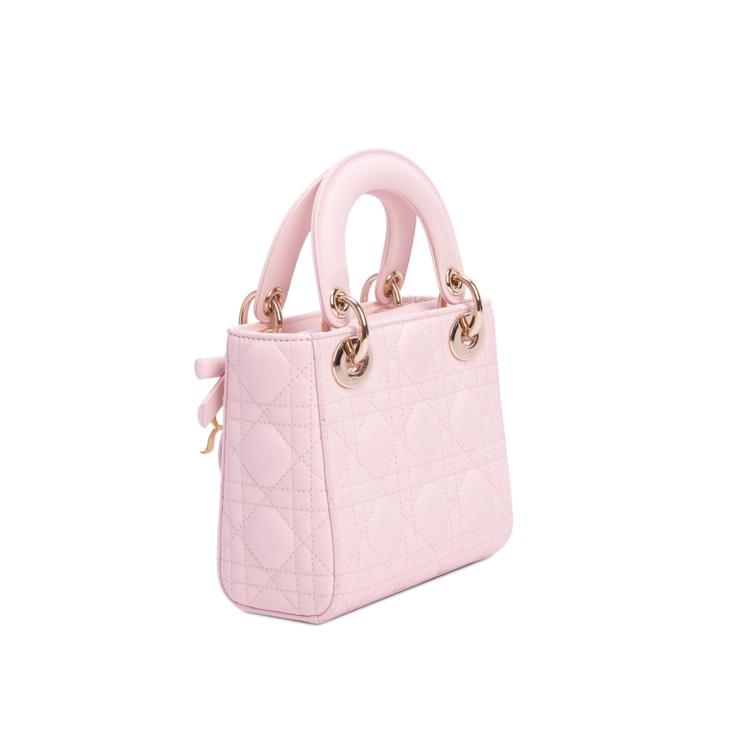 Christian Dior 2026 Pink Lambskin Cannage Mini Lady Dior Bag w/ Box, Receipt, Authenticity Card & Strap