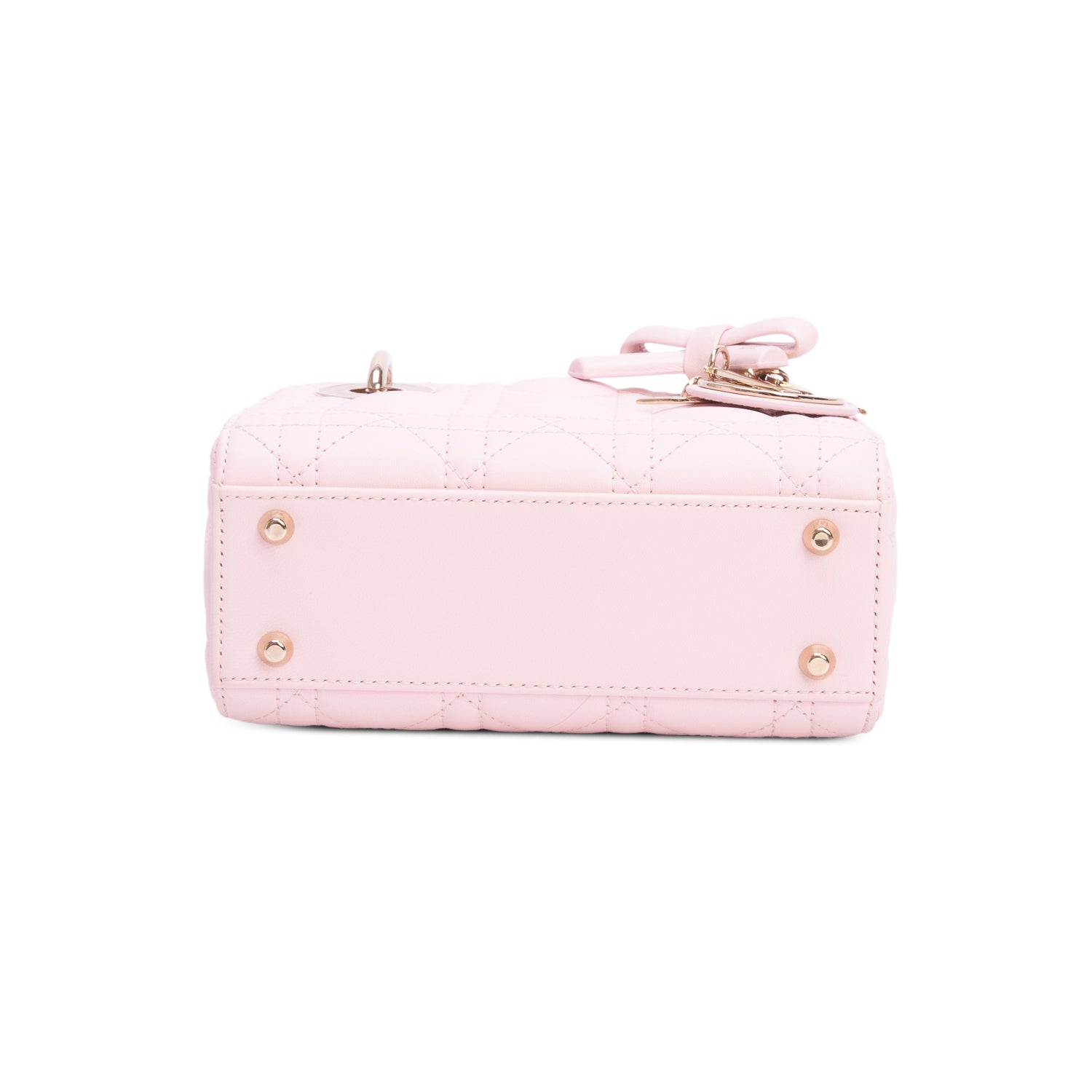 Christian Dior 2026 Pink Lambskin Cannage Mini Lady Dior Bag w/ Box, Receipt, Authenticity Card & Strap