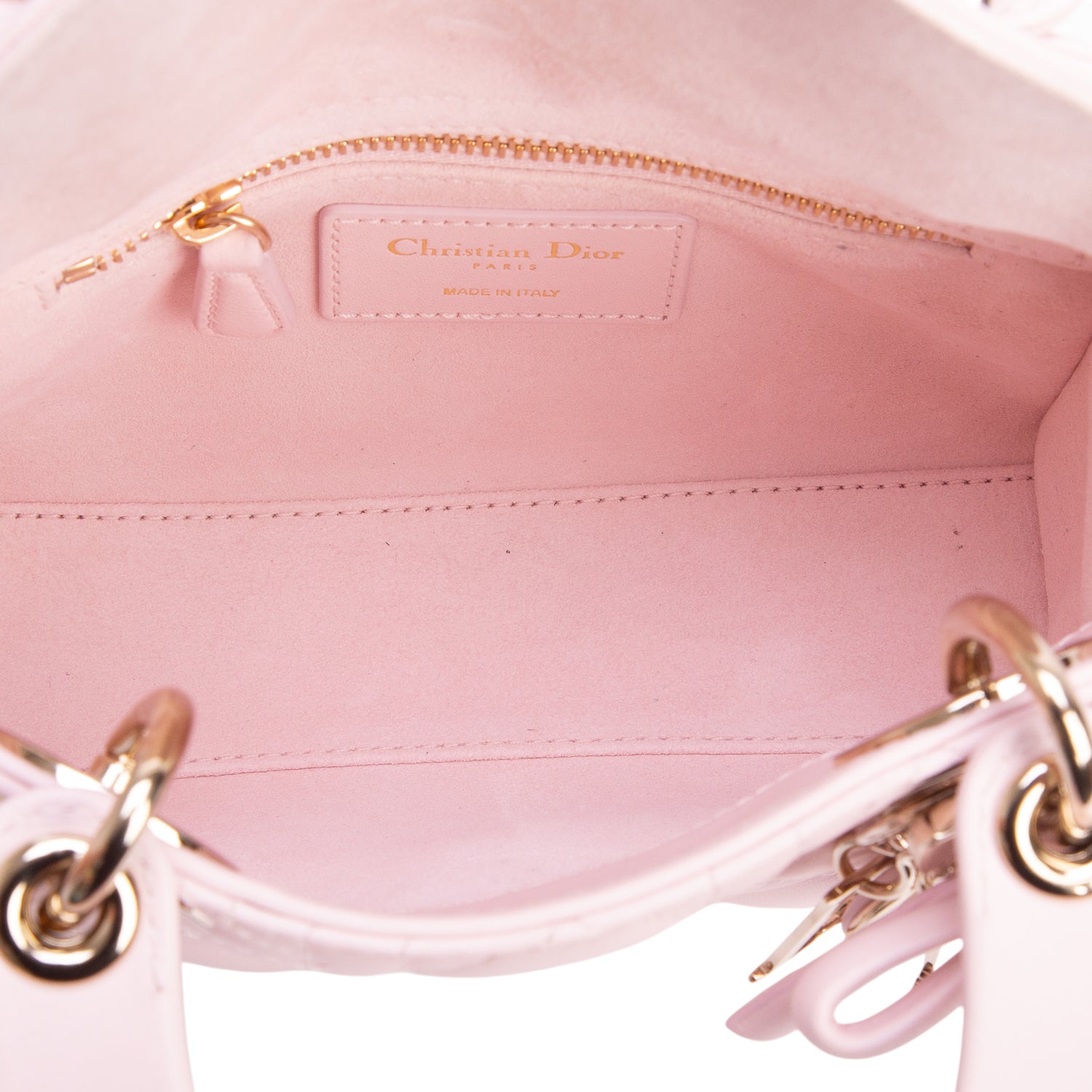 Christian Dior 2026 Pink Lambskin Cannage Mini Lady Dior Bag w/ Box, Receipt, Authenticity Card & Strap