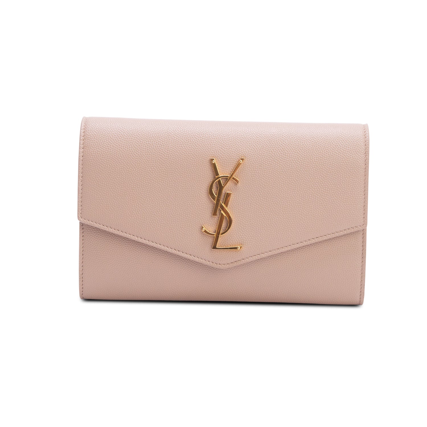 Saint Laurent 2020 Brown Grain De Poudre Monogram Uptown Chain Wallet w/ Box