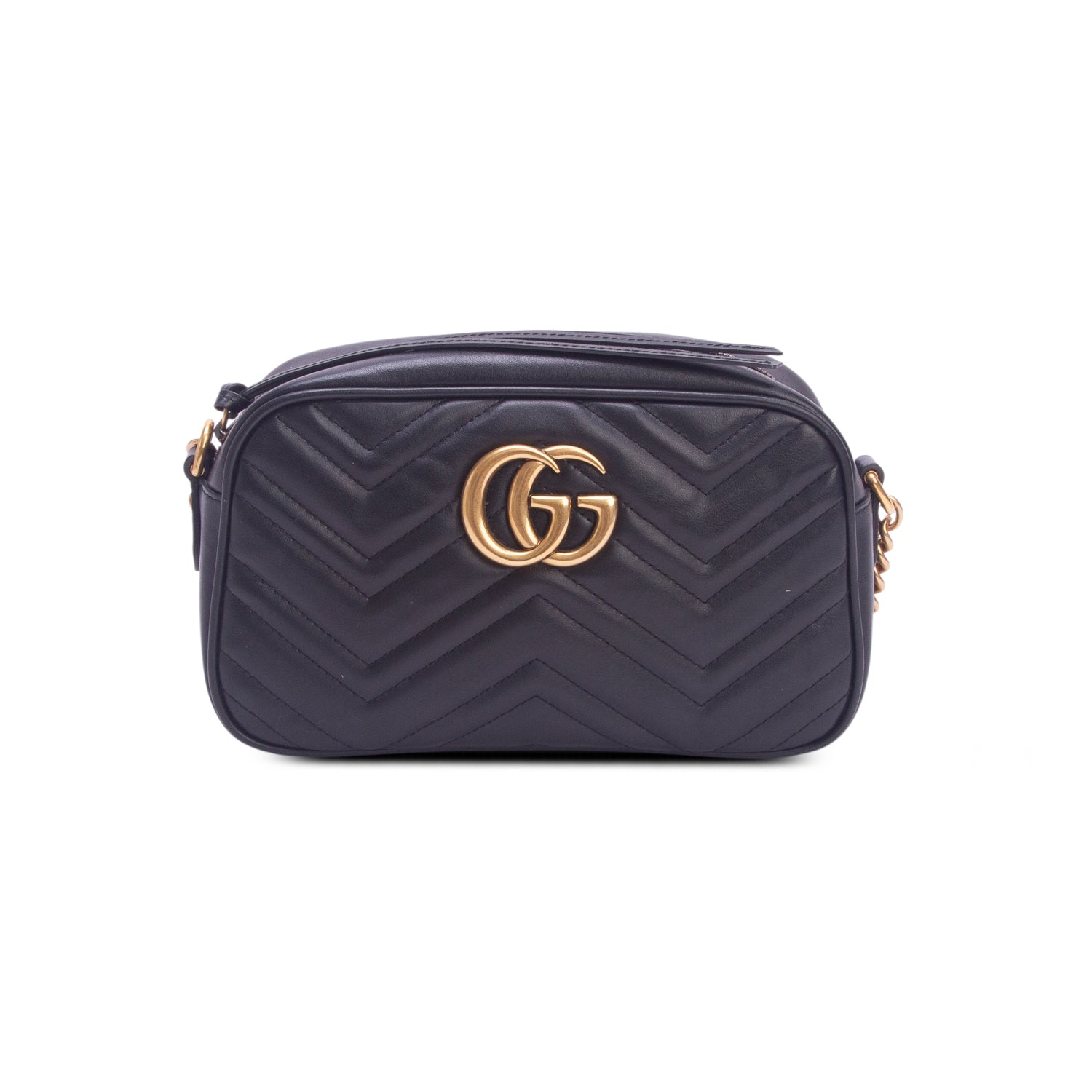 Gucci Black GG Marmont Matelasse Small Camera Bag w/ Box