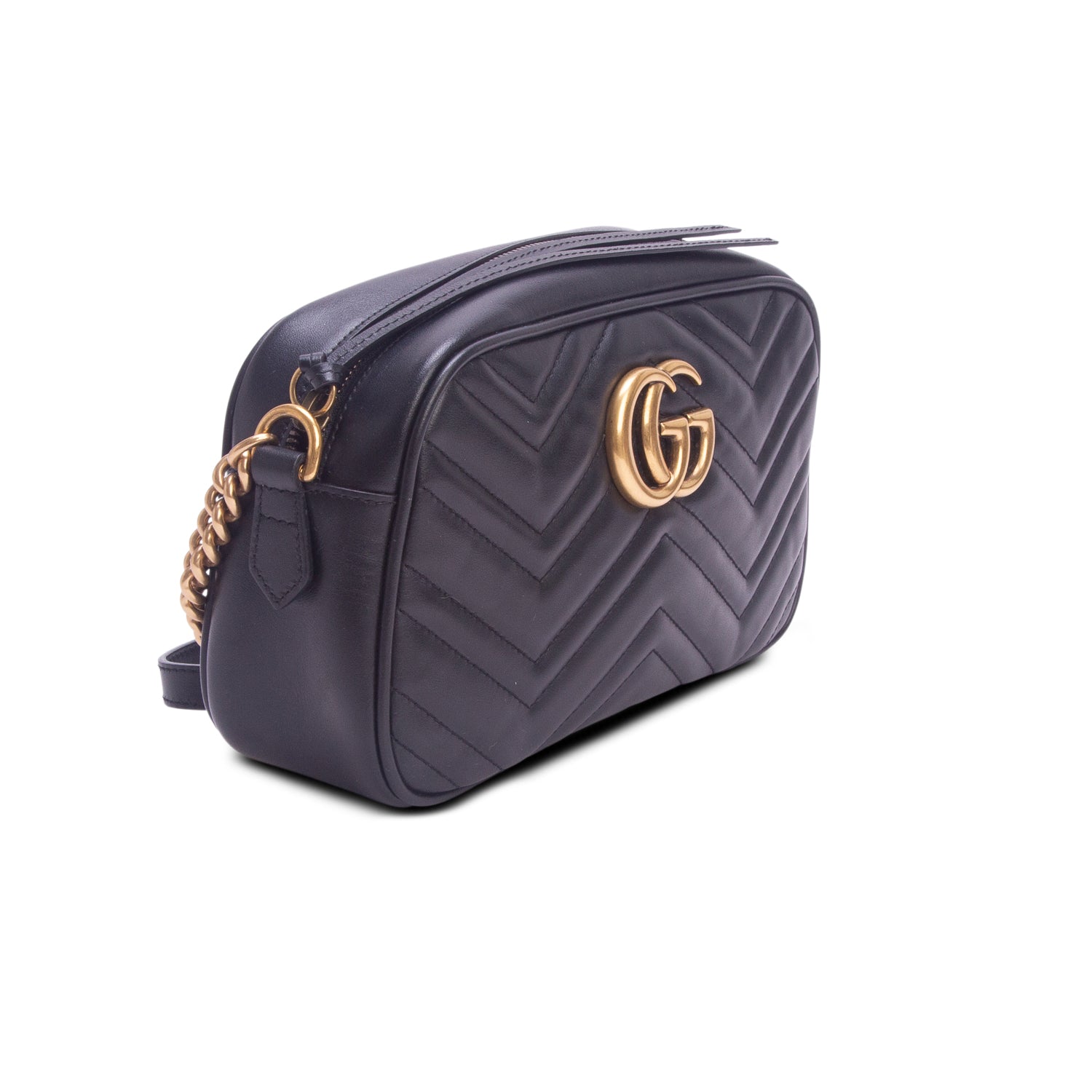 Gucci Black GG Marmont Matelasse Small Camera Bag w/ Box