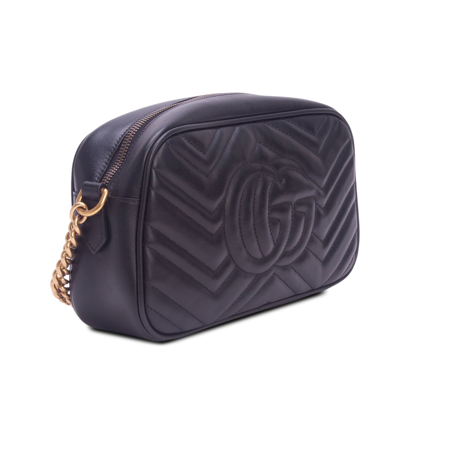 Gucci Black GG Marmont Matelasse Small Camera Bag w/ Box
