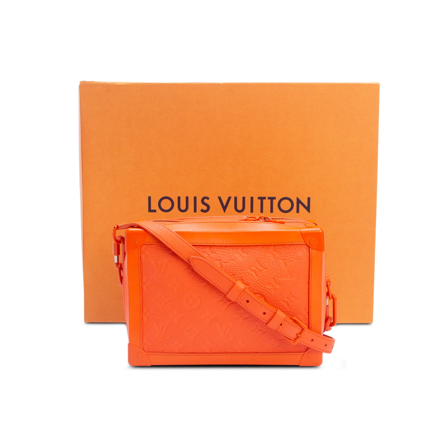 Louis Vuitton Orange Taurillon Monogram Solar Ray Soft Trunk w/ Box