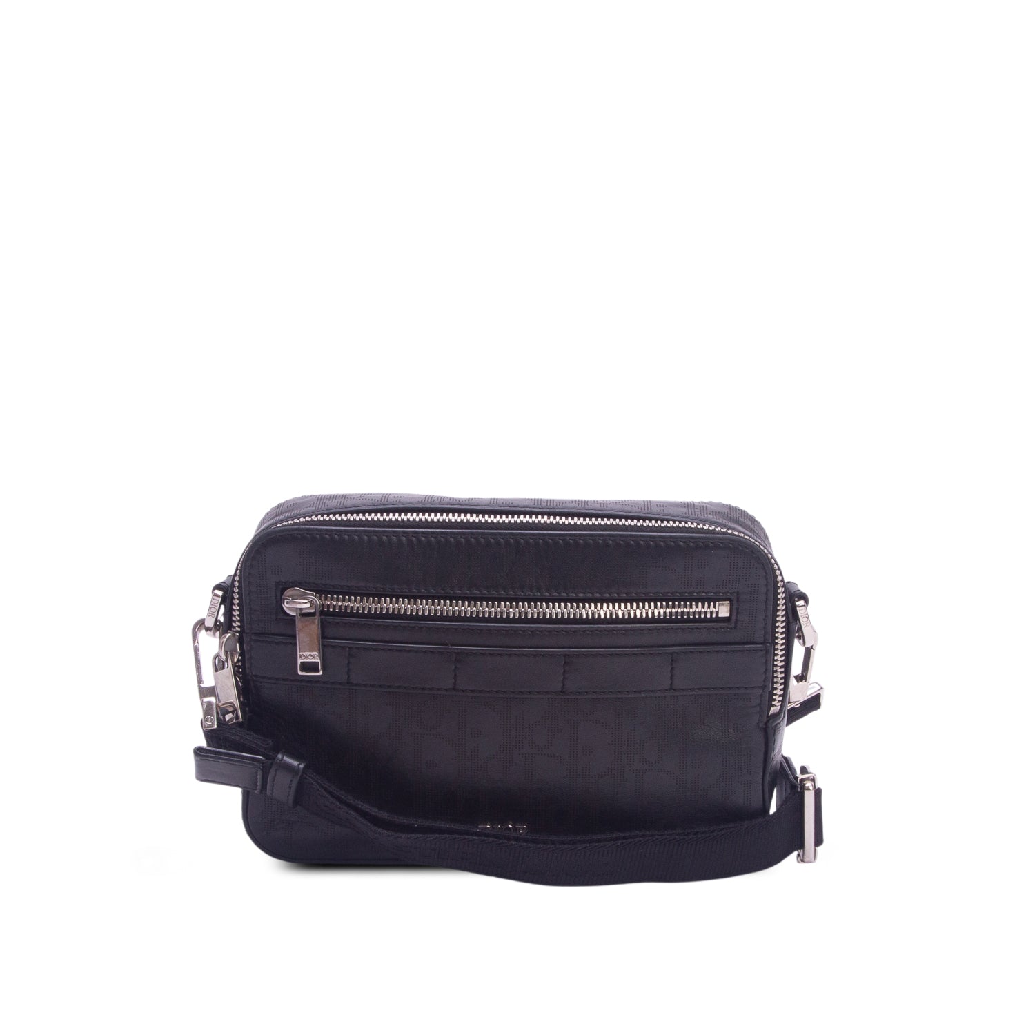 Christian Dior 2021 Black Calfskin Perforated Oblique Galaxy Safari Messenger Bag w/ Box & Strap