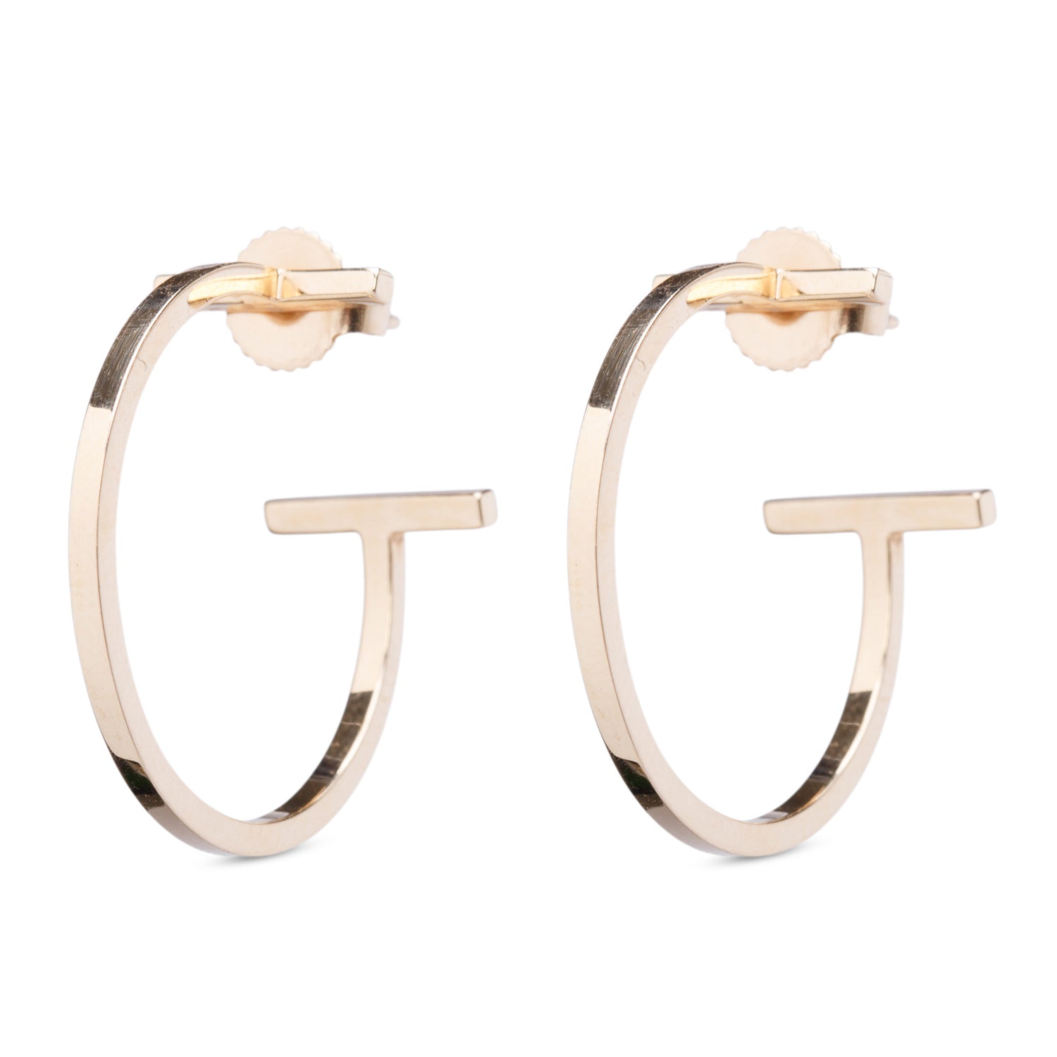 Tiffany & Co. 18k Rose Gold Medium T Wire Hoop Earrings w/ Box