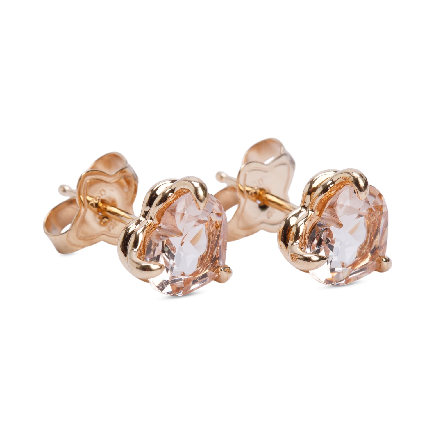 David Yurman 18k Rose Gold Morganite Chatelaine Heart Stud Earrings, 8 MM