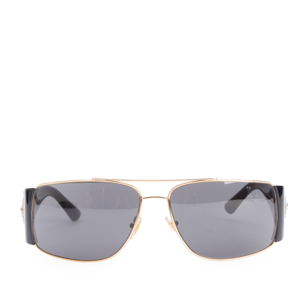 Versace 2163 Gold-Plated Black Acetate Medusa Biggie Aviator Sunglasses w/ Case