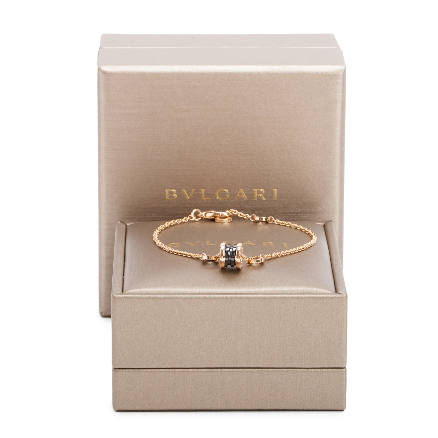 BVLGARI 18k Rose Gold & Black Ceramic B.Zero1 Bracelet w/ Box & Certificate