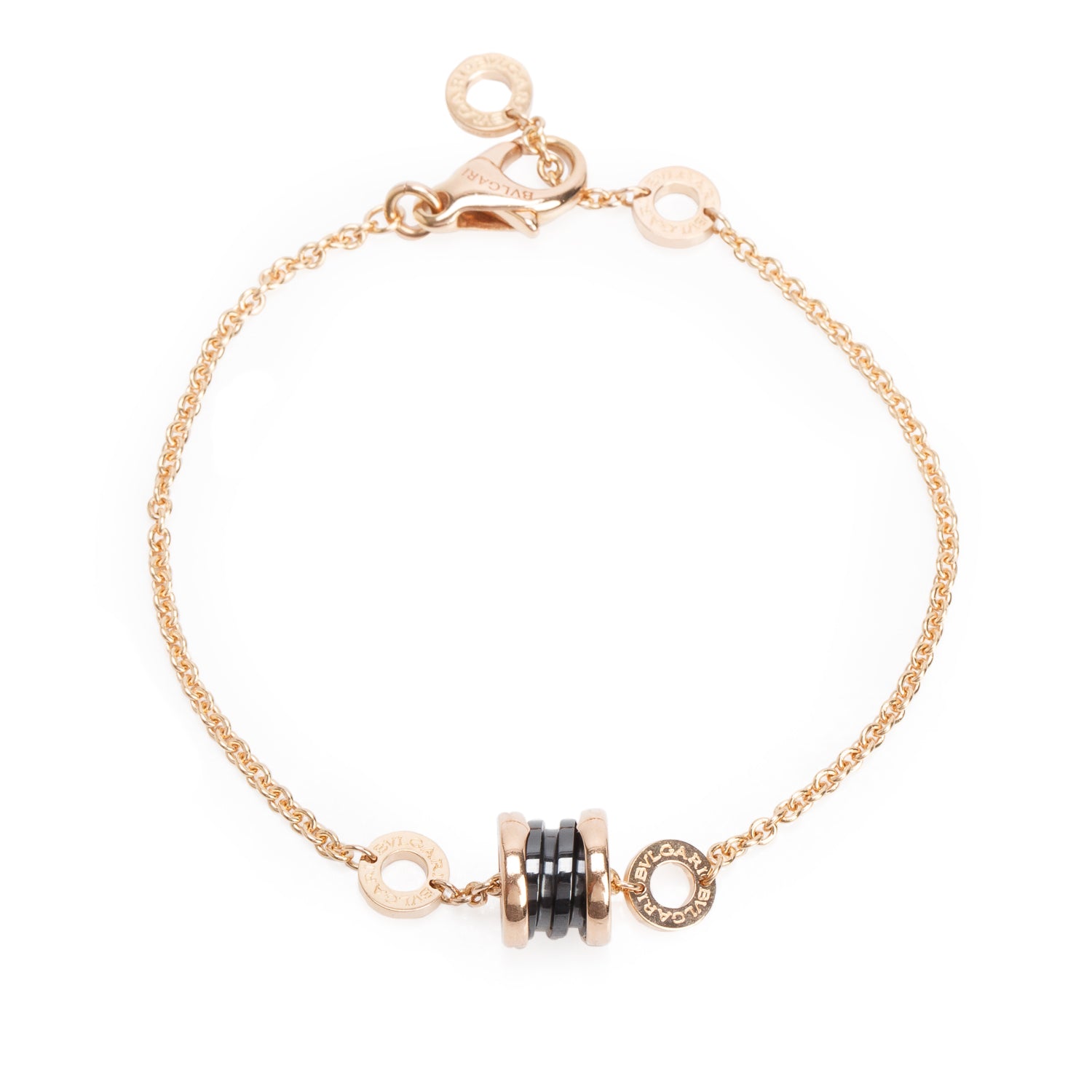 BVLGARI 18k Rose Gold & Black Ceramic B.Zero1 Bracelet w/ Box & Certificate