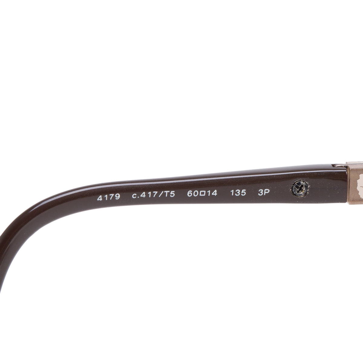 Chanel 4179 Gold Tone Metal Brown Acetate Logo Aviator Sunglasses w/ Case