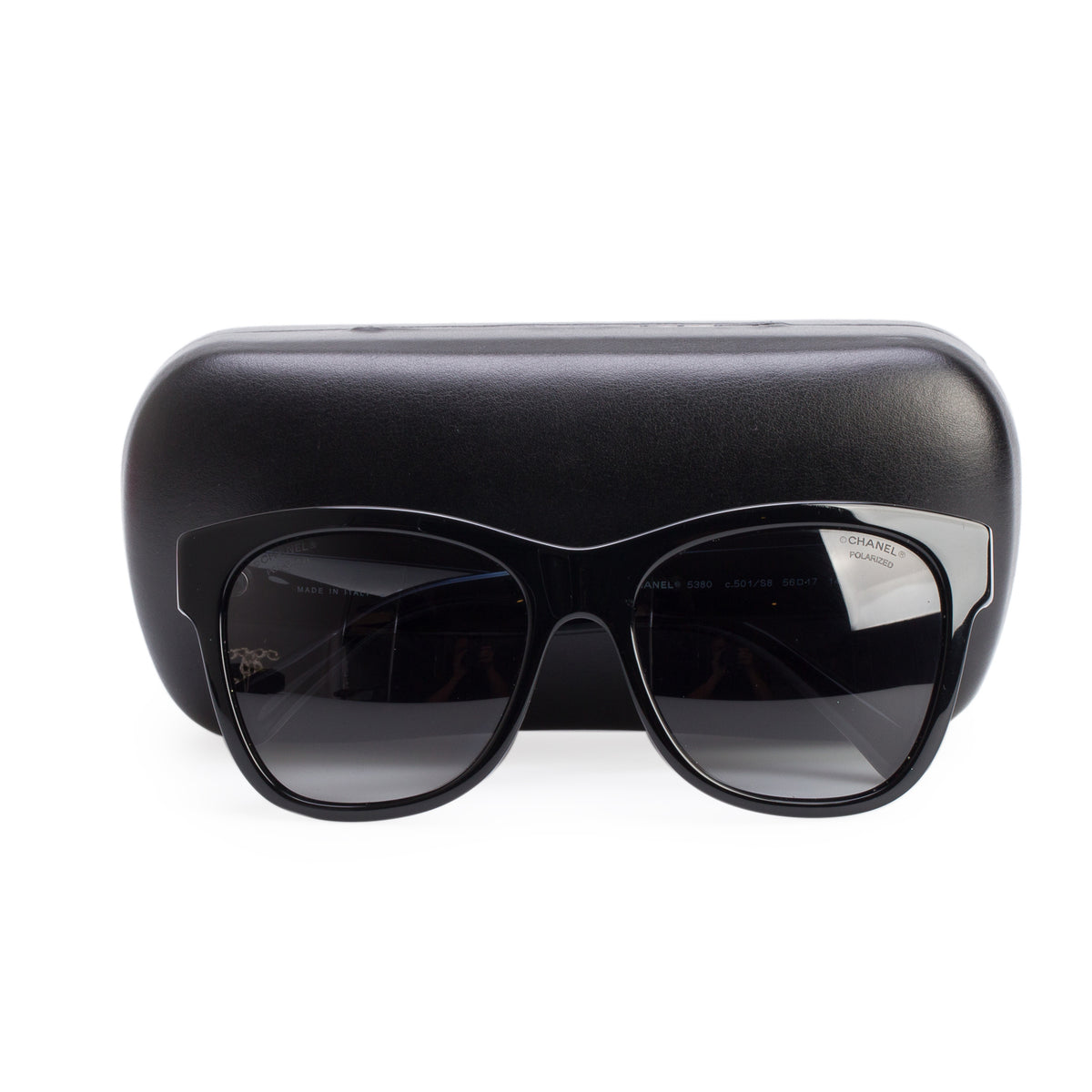 Chanel 5380 Black Acetate CC Logo Square Sunglasses w/ Case