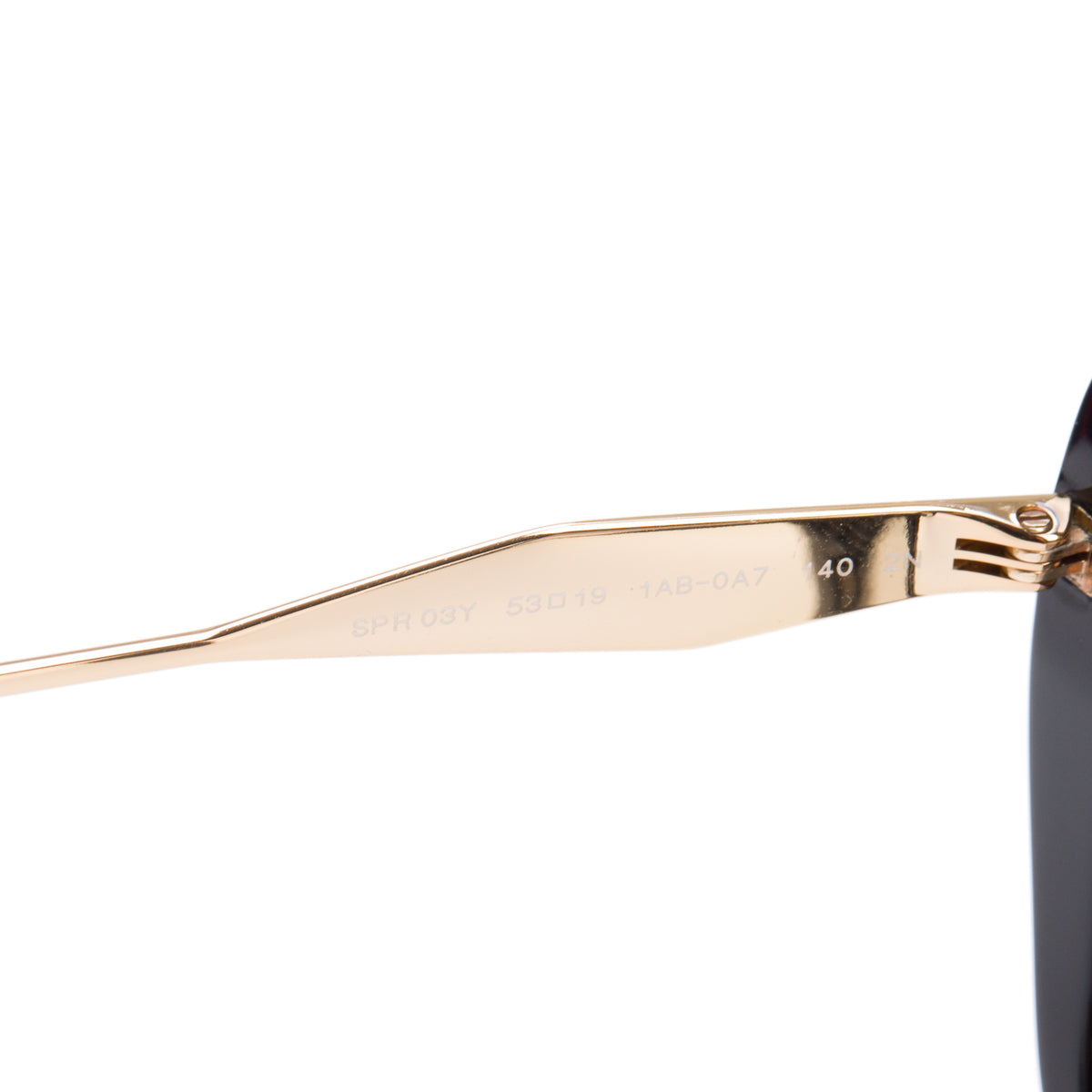 Prada SPR 03Y Gold Plated Black Acetate Oversize Cat-Eye Sunglasses w/ Case