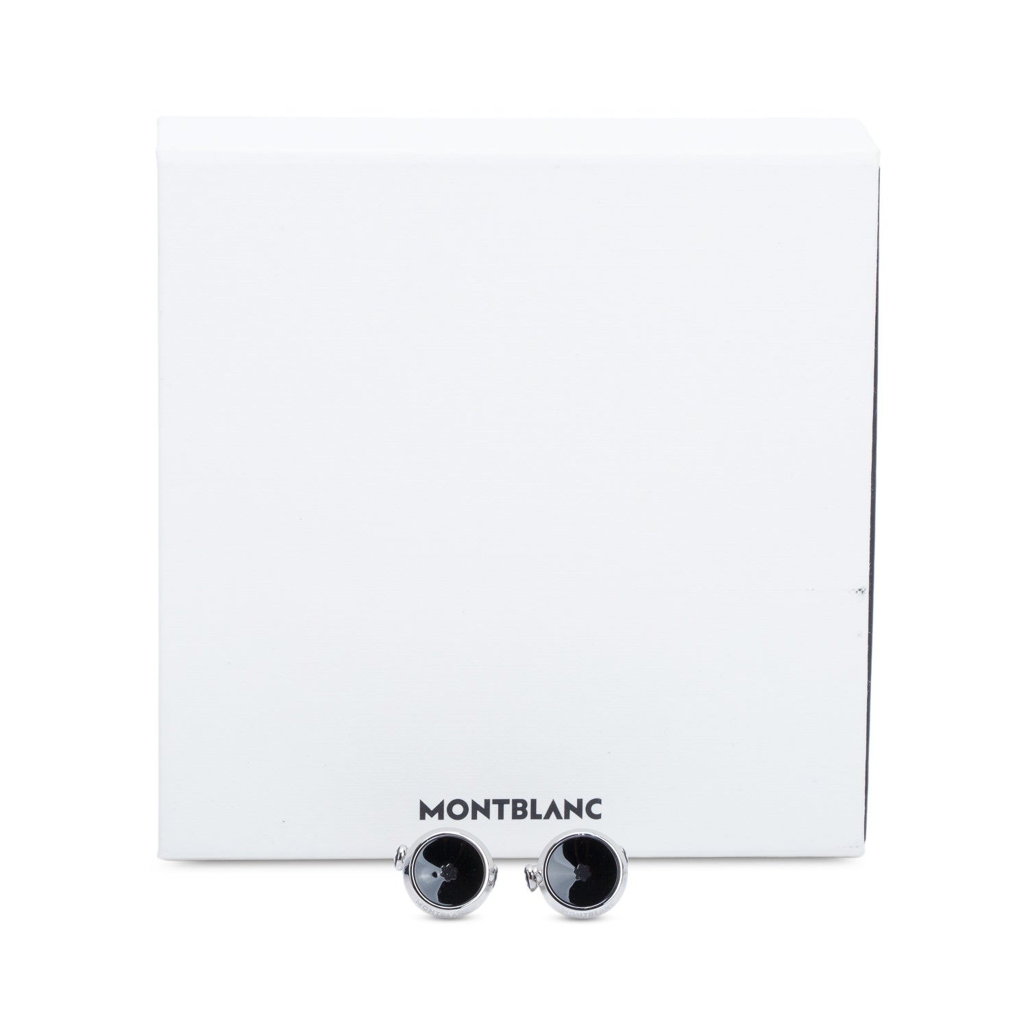 Montblanc Stainless Steel Black Resin Star Cufflinks w/ Box