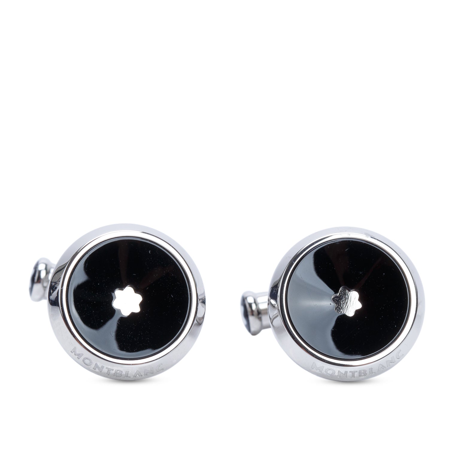 Montblanc Stainless Steel Black Resin Star Cufflinks w/ Box
