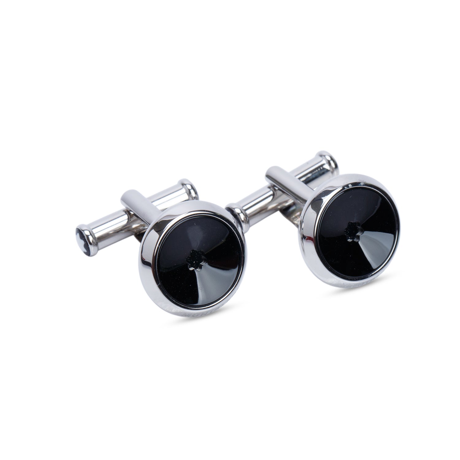 Montblanc Stainless Steel Black Resin Star Cufflinks w/ Box