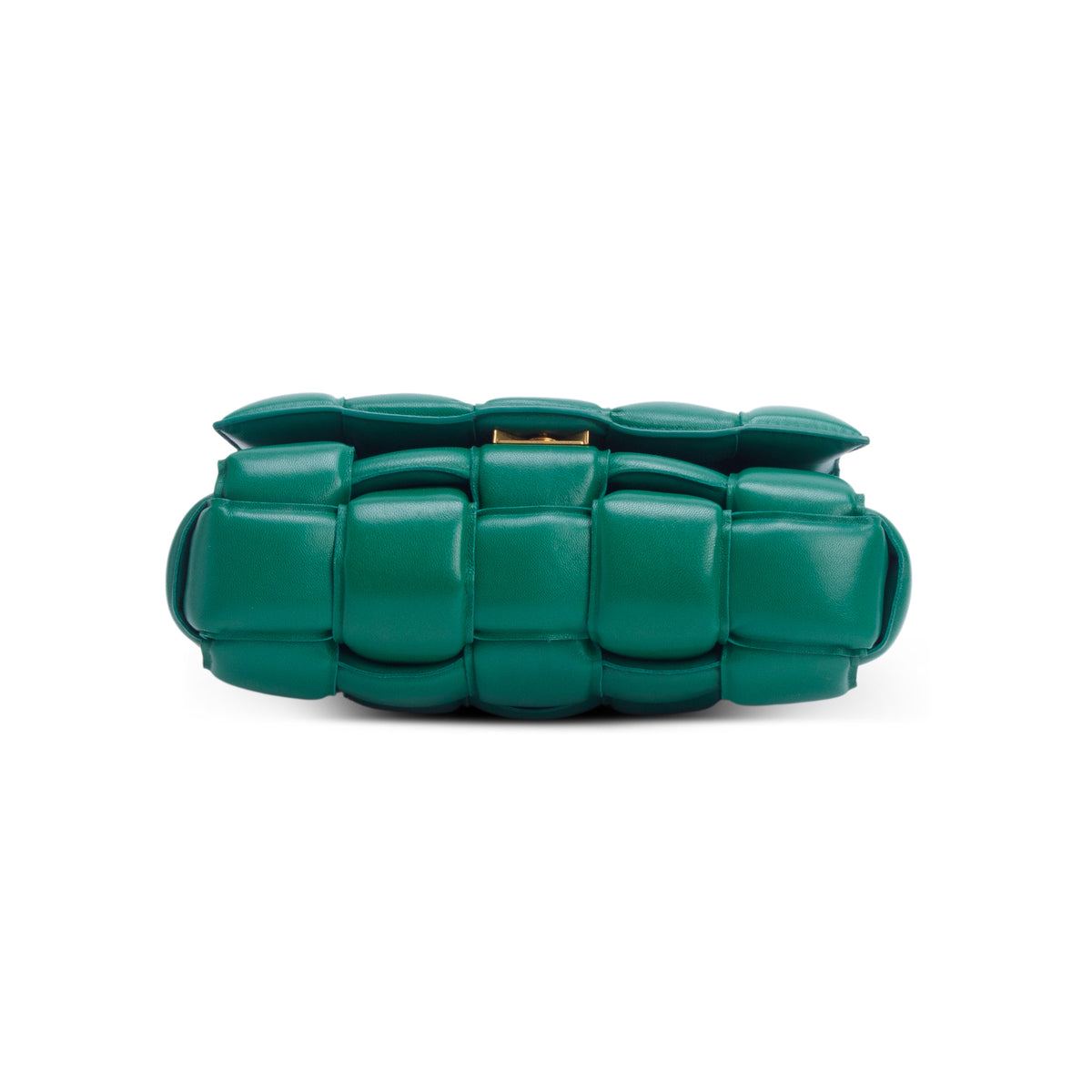 Bottega Veneta Green Lambskin Maxi Intreccio Padded Chain Cassette Crossbody Bag