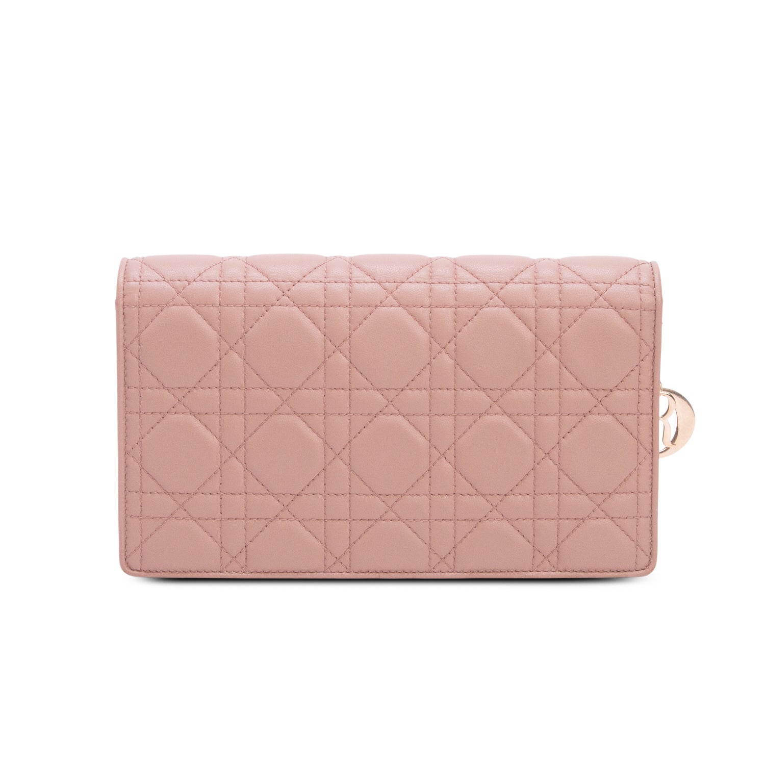 Christian Dior Pink Lambskin Cannage Leather Lady Dior Chain Pouch w/ Inserts
