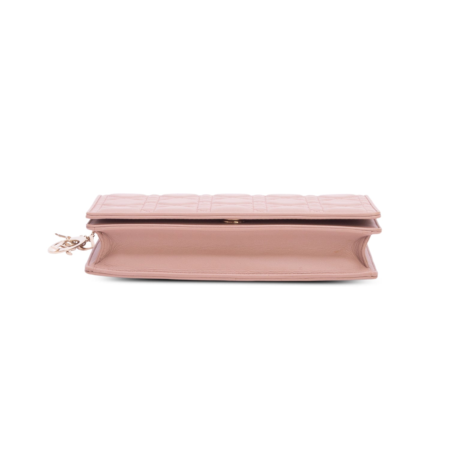 Christian Dior Pink Lambskin Cannage Leather Lady Dior Chain Pouch w/ Inserts
