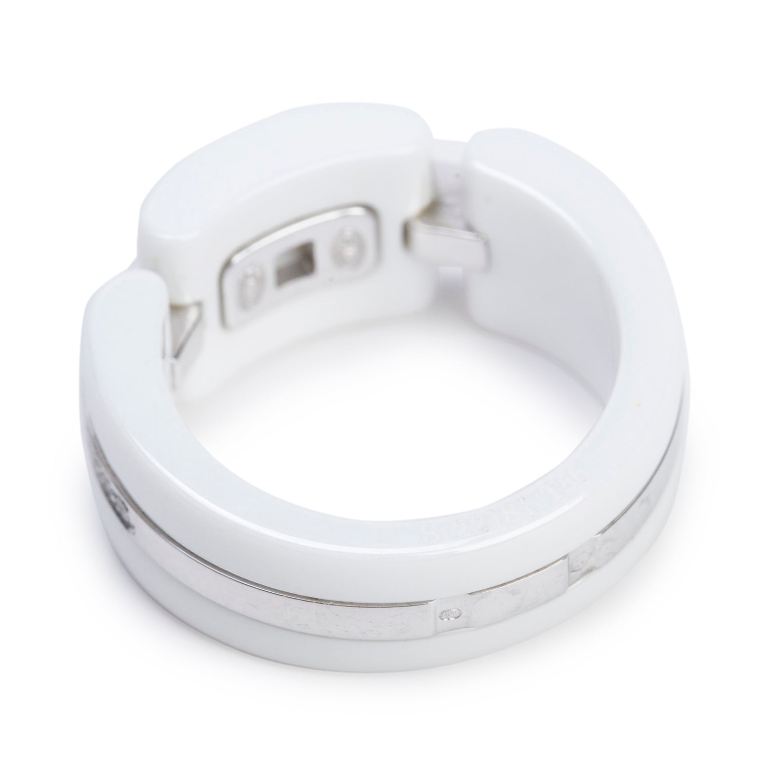 Chanel 18k White Gold & Diamond White Ceramic New Ultra Ring, Size 7.25 w/ Box
