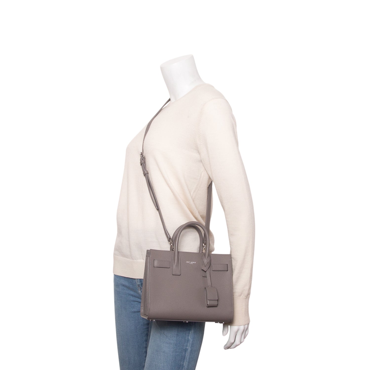 Saint Laurent 2020 Grey Calfskin Leather Nano Sac De Jour w/ Strap