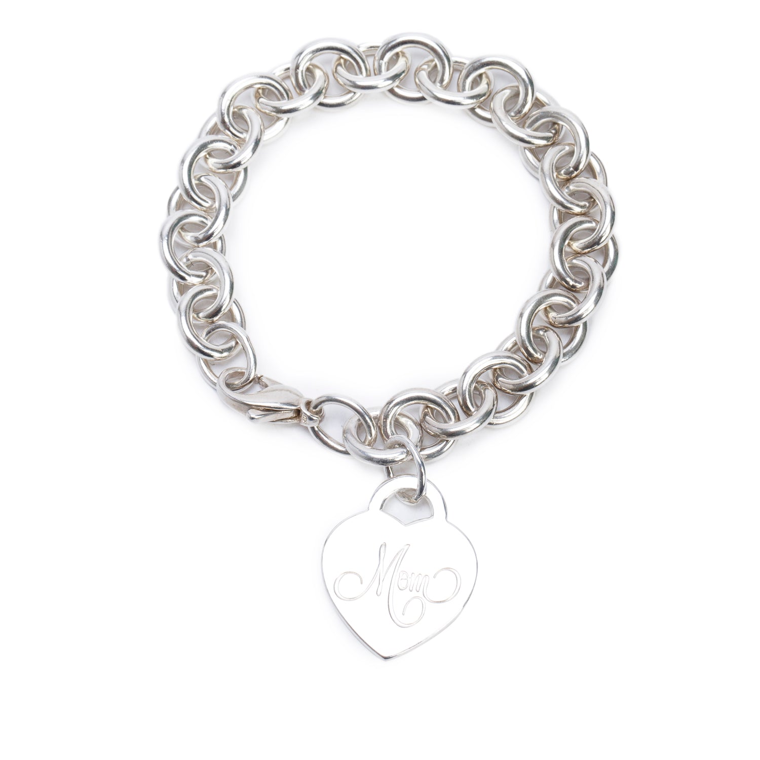 Tiffany & Co. Sterling Silver 'Mom' Heart Tag Charm Bracelet