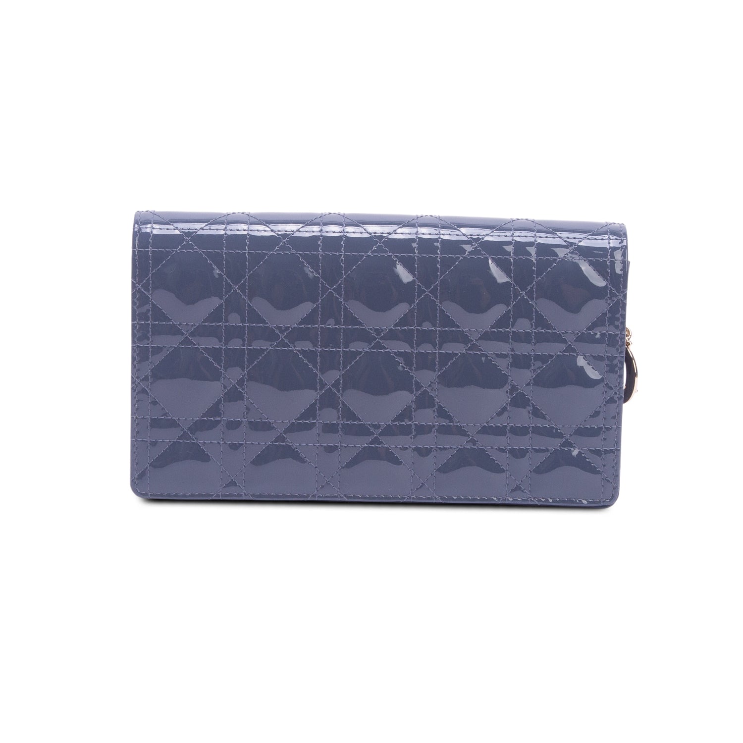 Christian Dior 2020 Blue Cannage Patent Leather Lady Dior Chain Pouch w/ Inserts