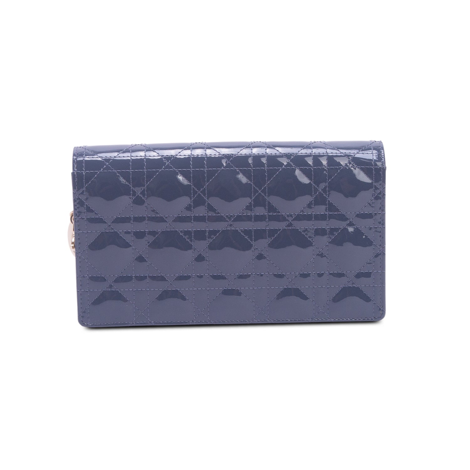 Christian Dior 2020 Blue Cannage Patent Leather Lady Dior Chain Pouch w/ Inserts