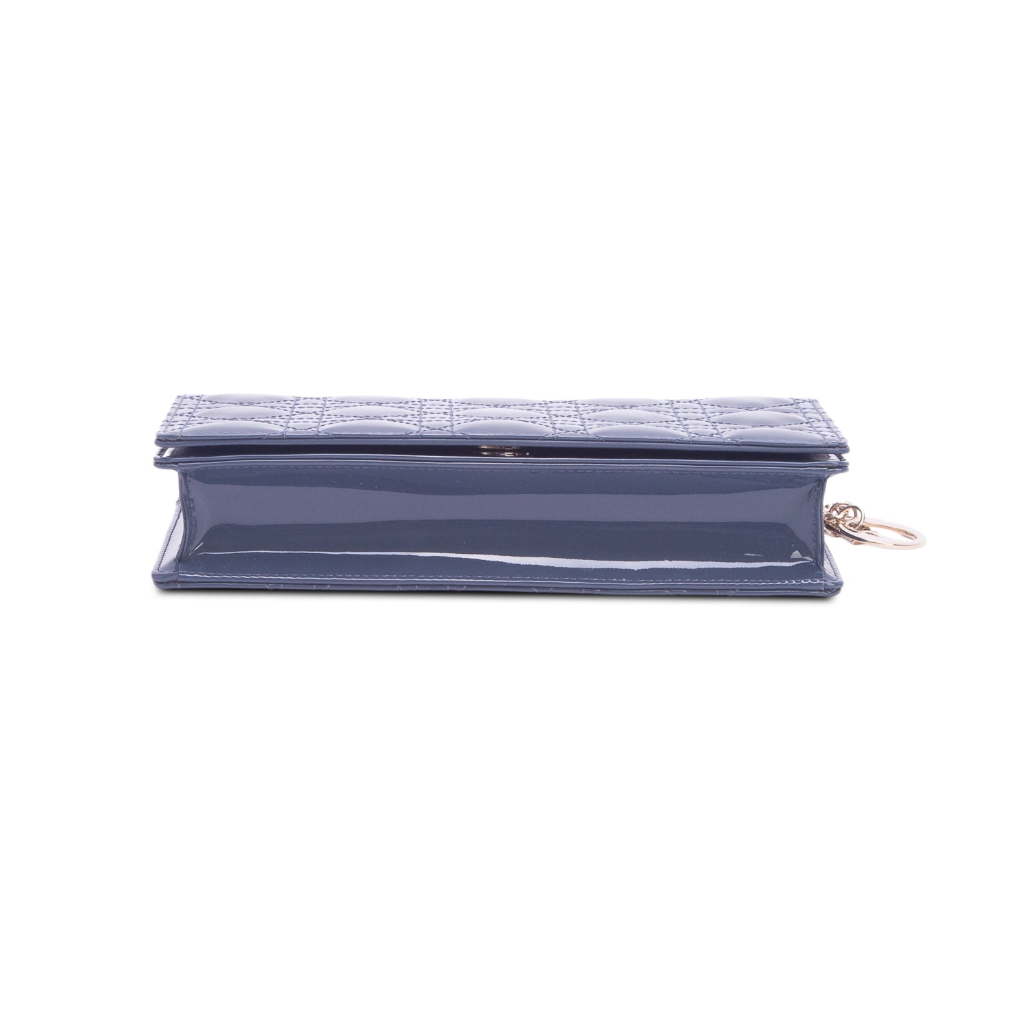 Christian Dior 2020 Blue Cannage Patent Leather Lady Dior Chain Pouch w/ Inserts