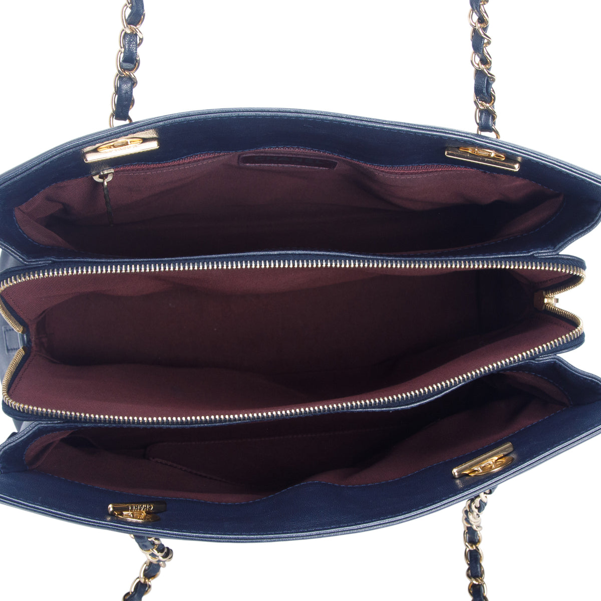 Chanel Navy Sheepskin Quilted Mademoiselle Shopping Tote