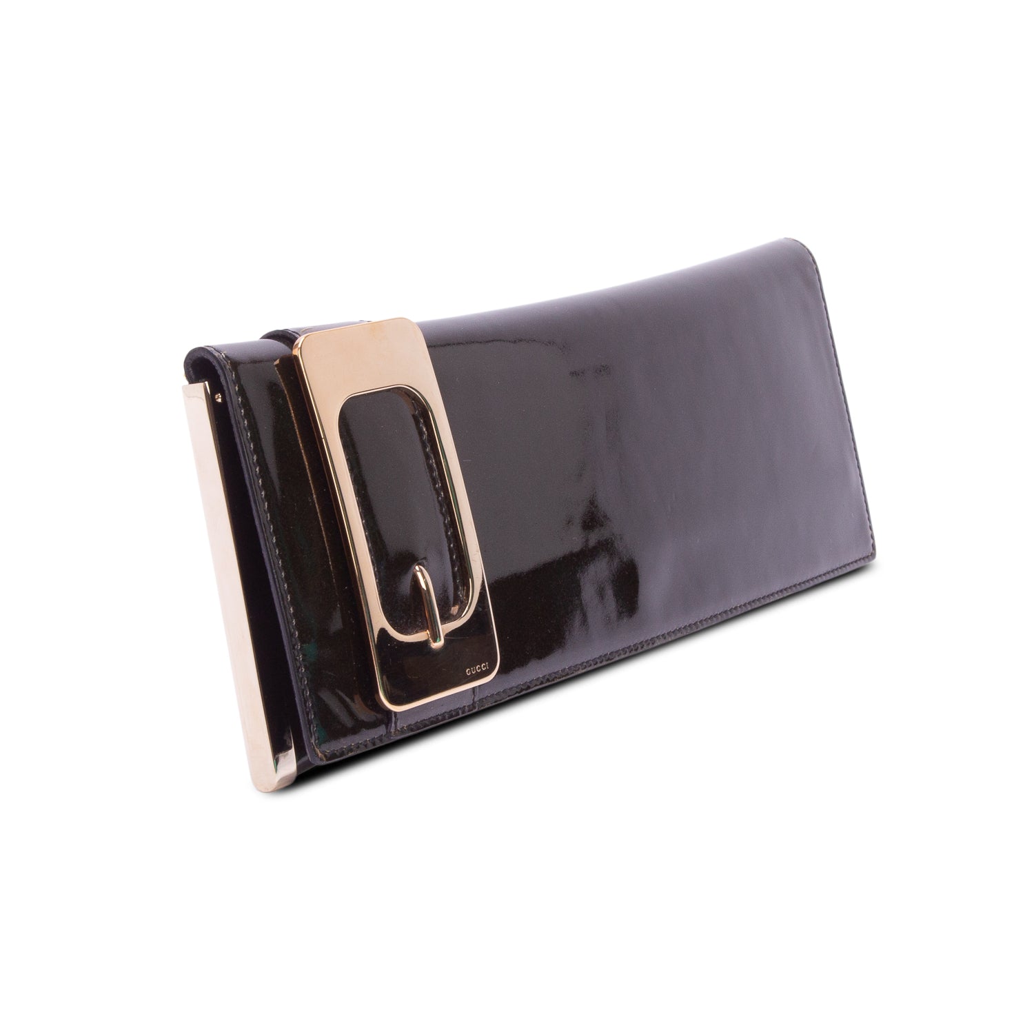 Gucci Green Patent Leather Romy Clutch
