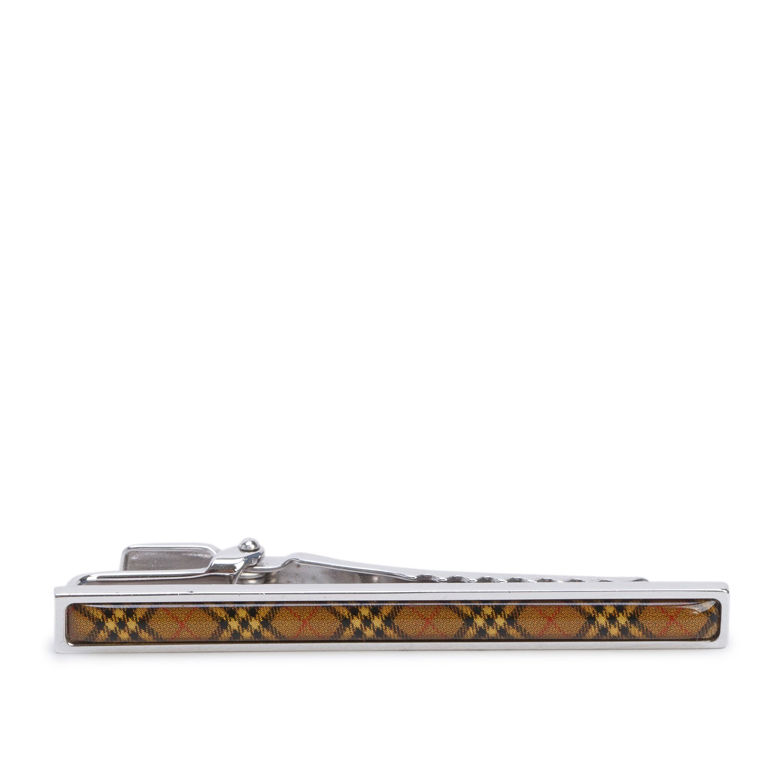 Burberry Palladium Plated Enamel Check Tie Clip w/ Box