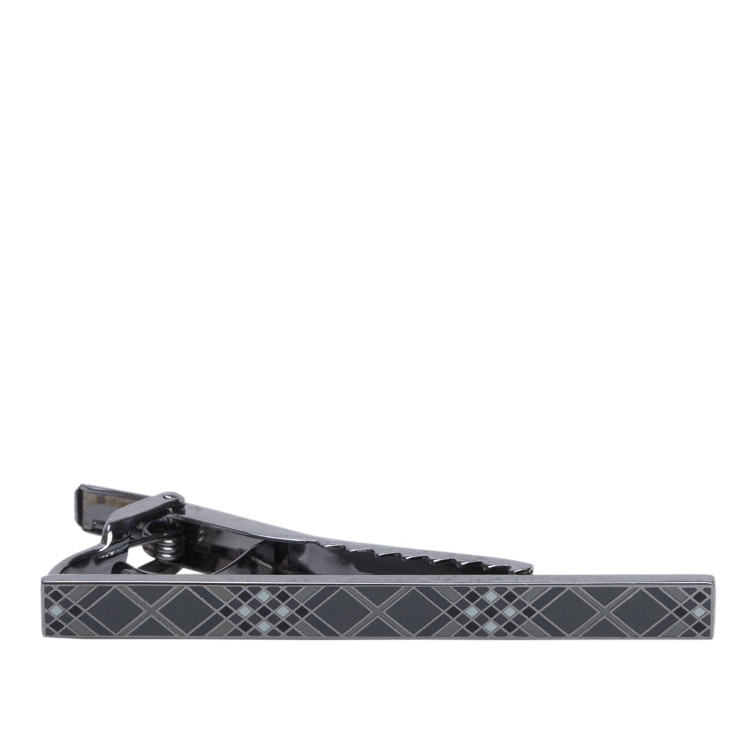 Burberry Gun-Meta Enamel Check Tie Clip
