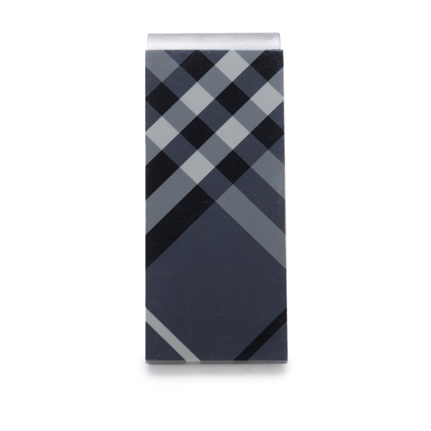 Burberry Gun-Metal Enamel Nova Check Money Clip